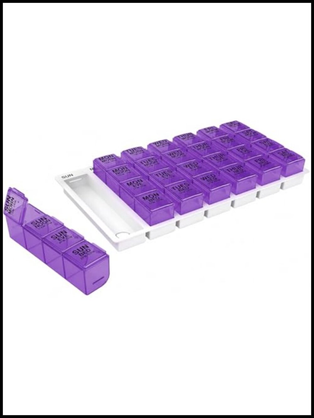 7 Day 4X/Day Pill Organizer Removable Compartments 45 Pill Capacity